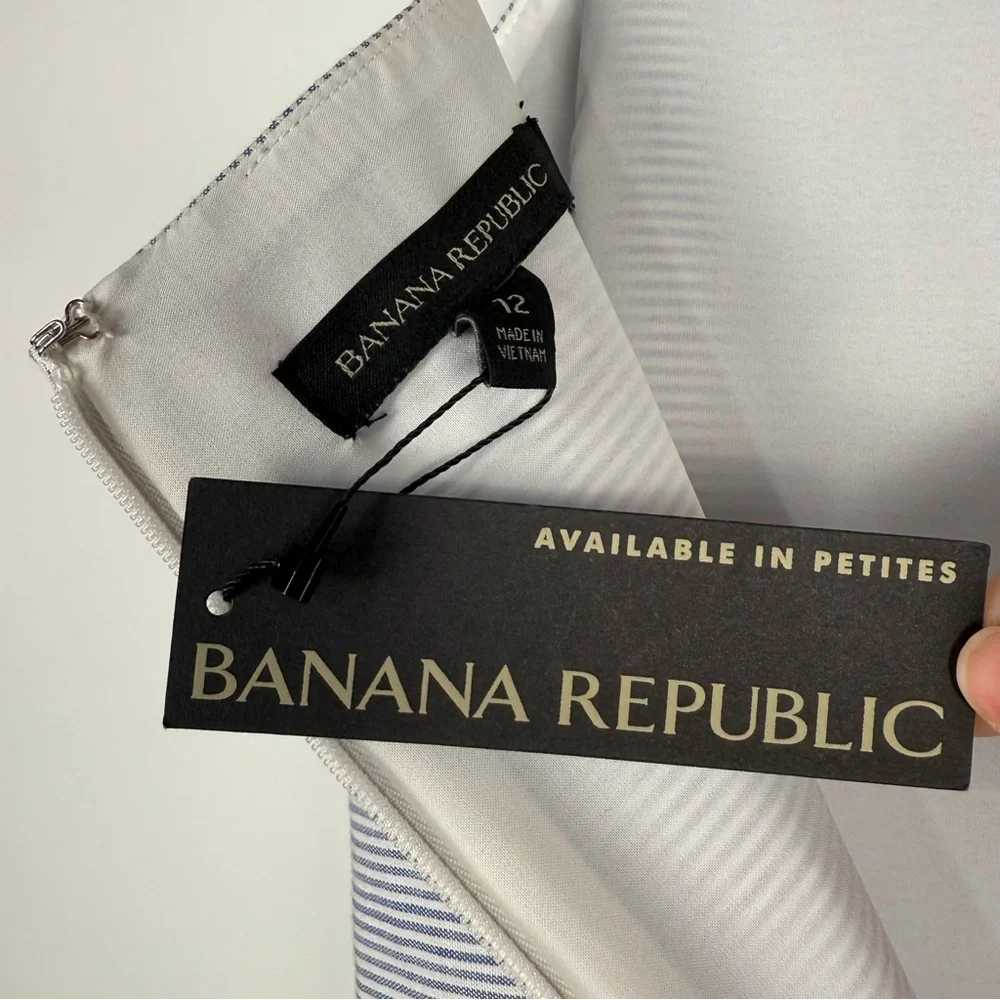 NWT Banana Republic Wide Leg Jumpsuit Nautical Pinstripe Linen Cotton Blend 12 - Picture 10 of 12